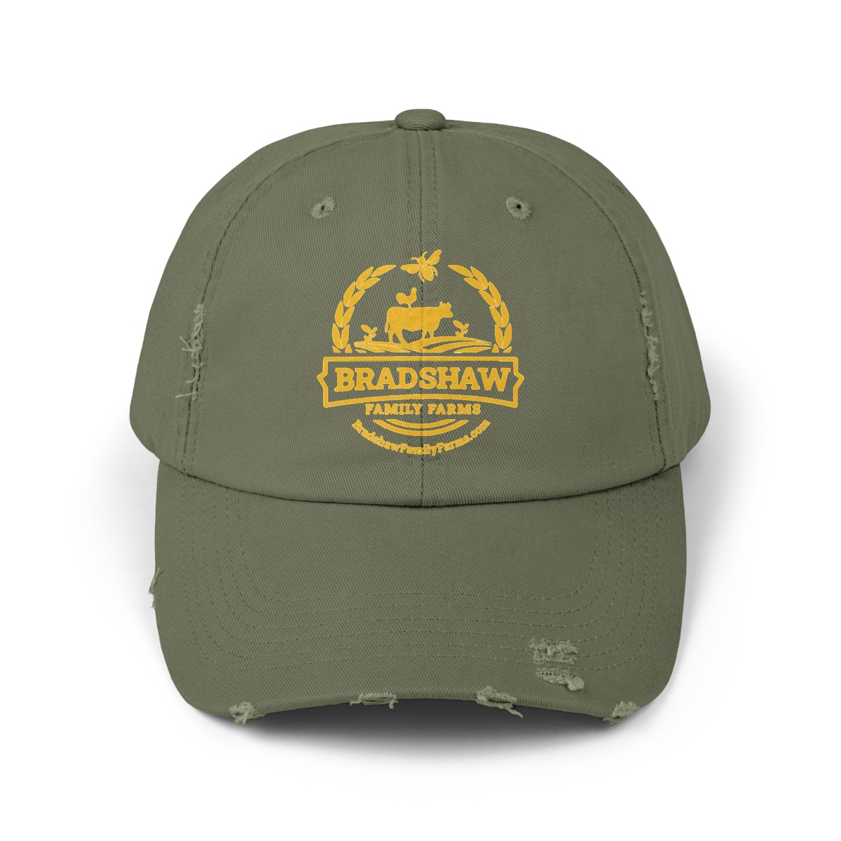 Bradshaw family farms logo on hat
