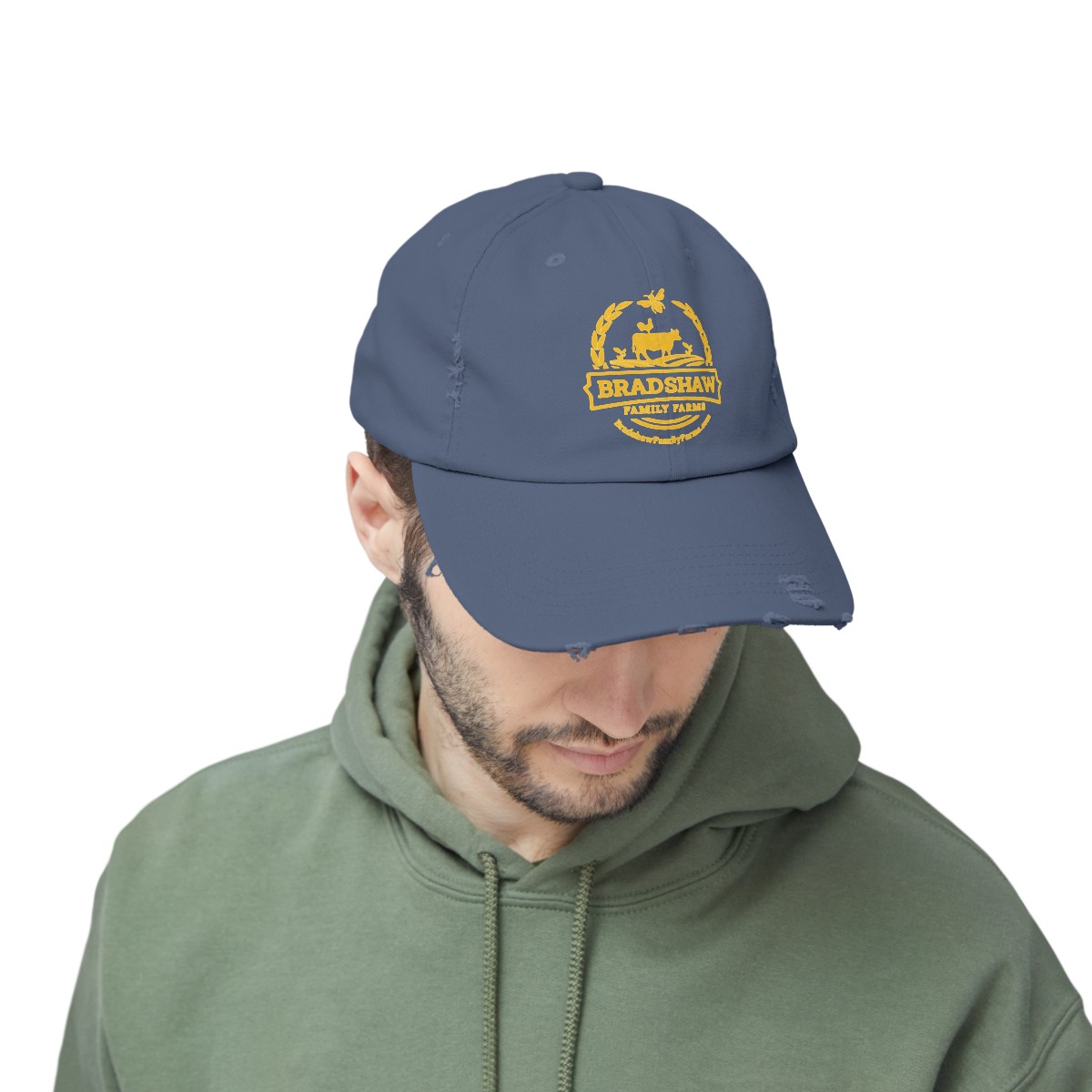 Bradshaw family farms logo on hat