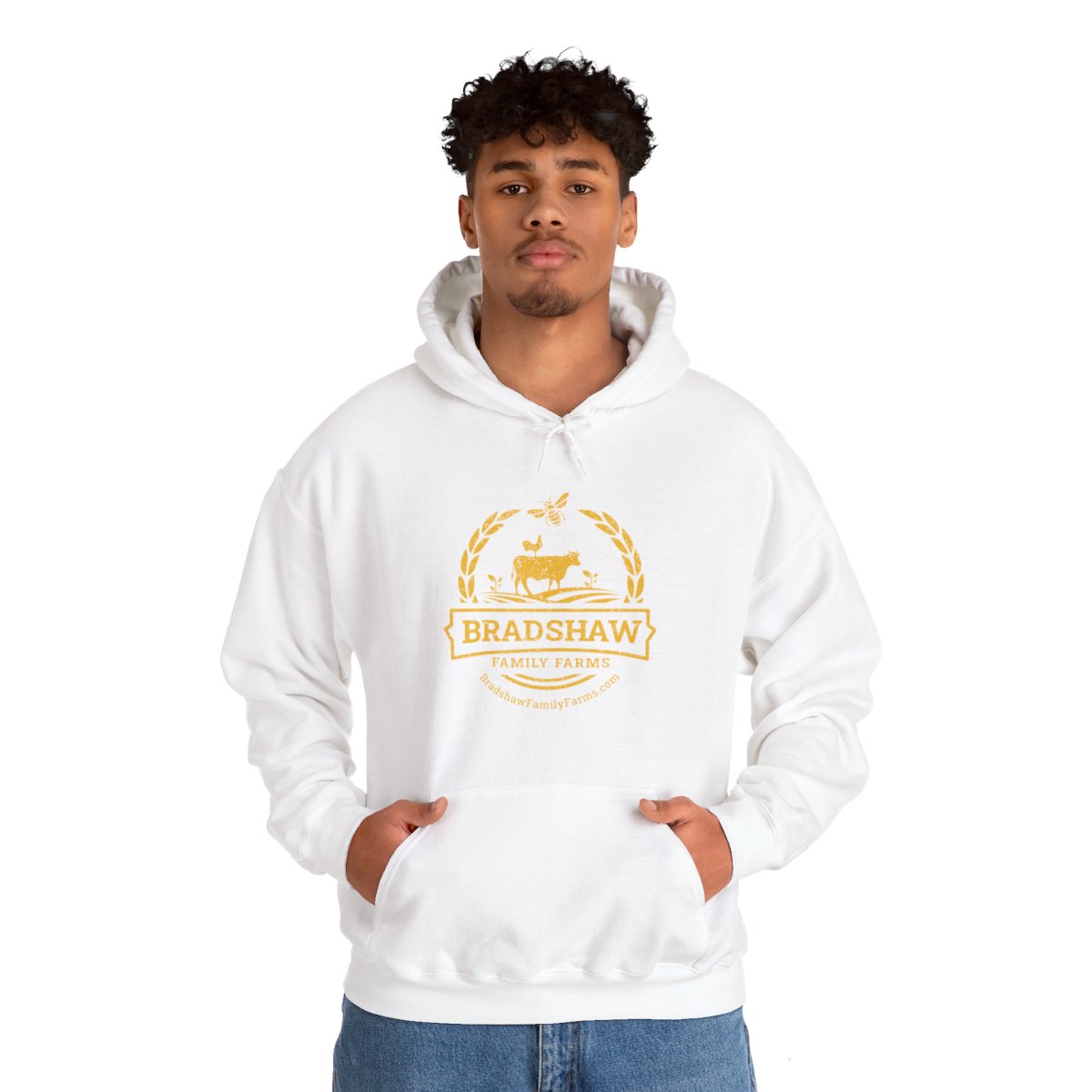 Bradshaw family farms logo on hoodie