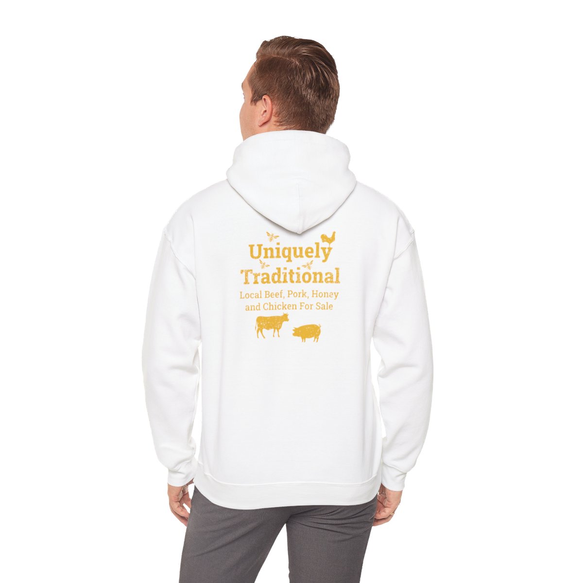 Bradshaw family farms logo on hoodie