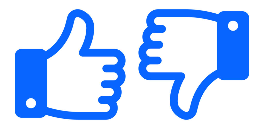 thumbs up and thumbs down hands in Facebook blue color